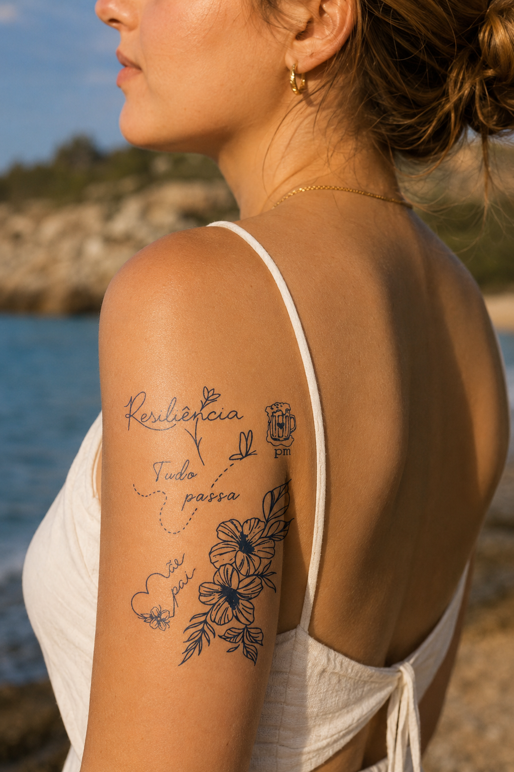 Kalp Ve Çiçek  Sonradan Kararan Yarı Kalıcı Geçici Dövme Tattoo