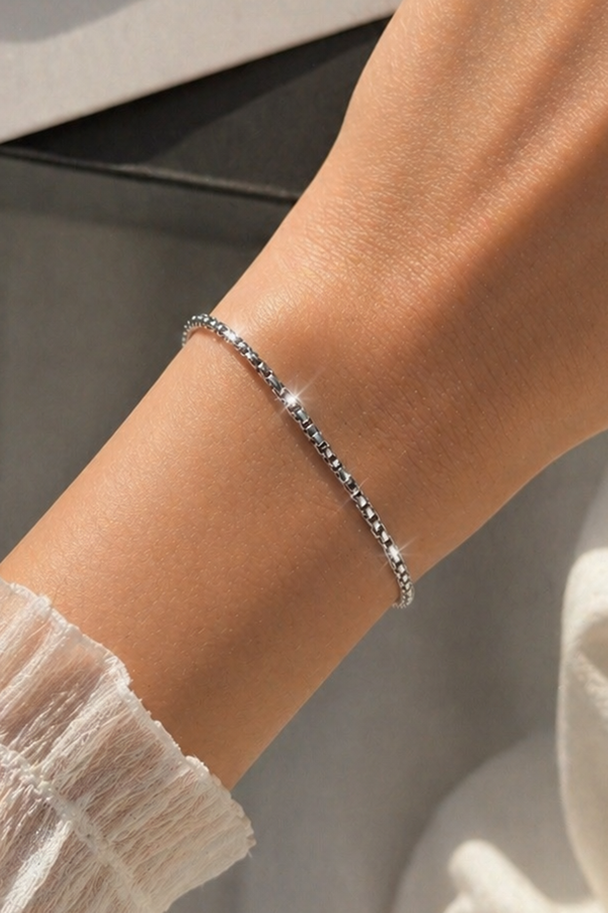 Gümüş Renk Zincir Çelik Bileklik