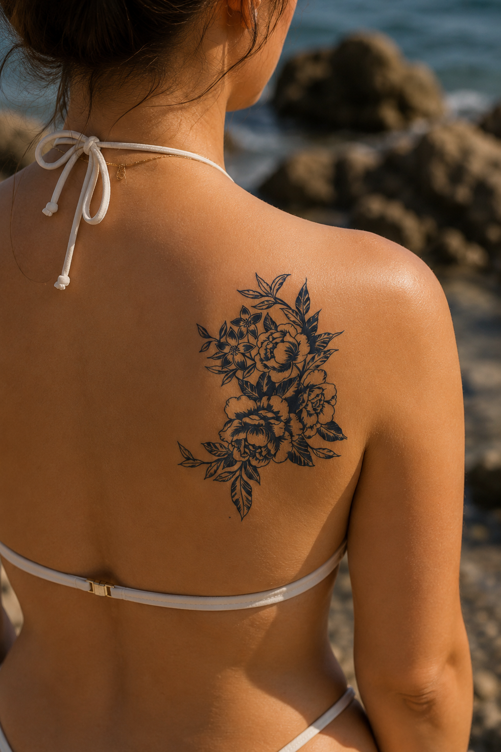 Çiçek Sonradan Kararan Yarı Kalıcı Geçici Dövme Tattoo