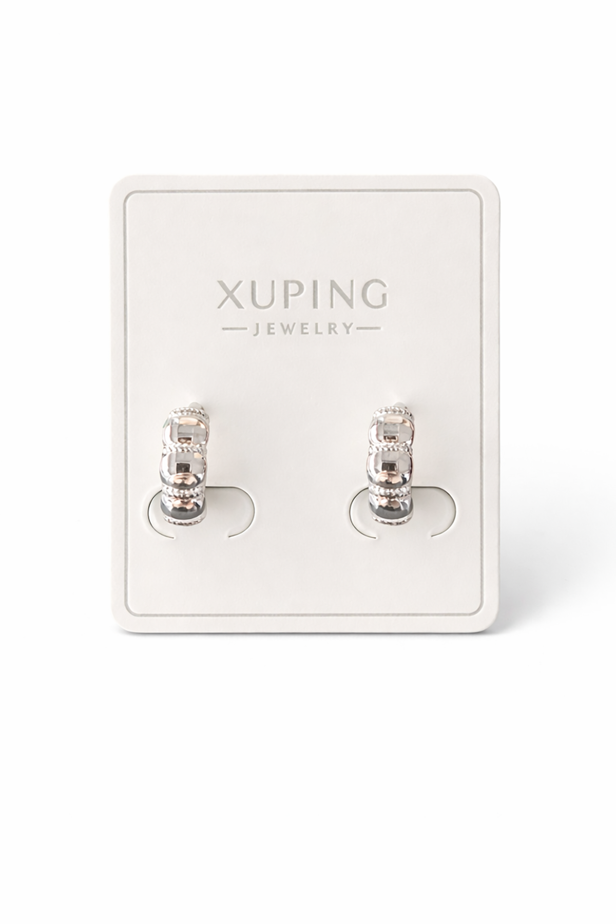 Gümüş Renk Taş Detaylı Çelik Xupıng VİP Küpe