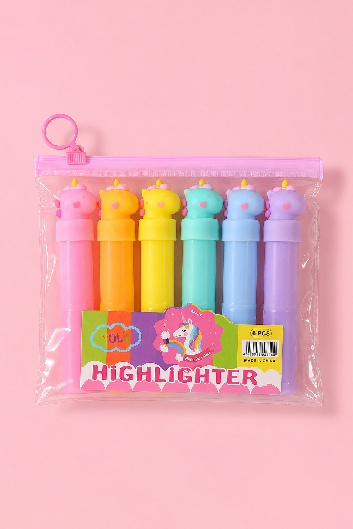 Karışık Renk 6lı Unicorn Figürlü Fosforlu Kalem Set