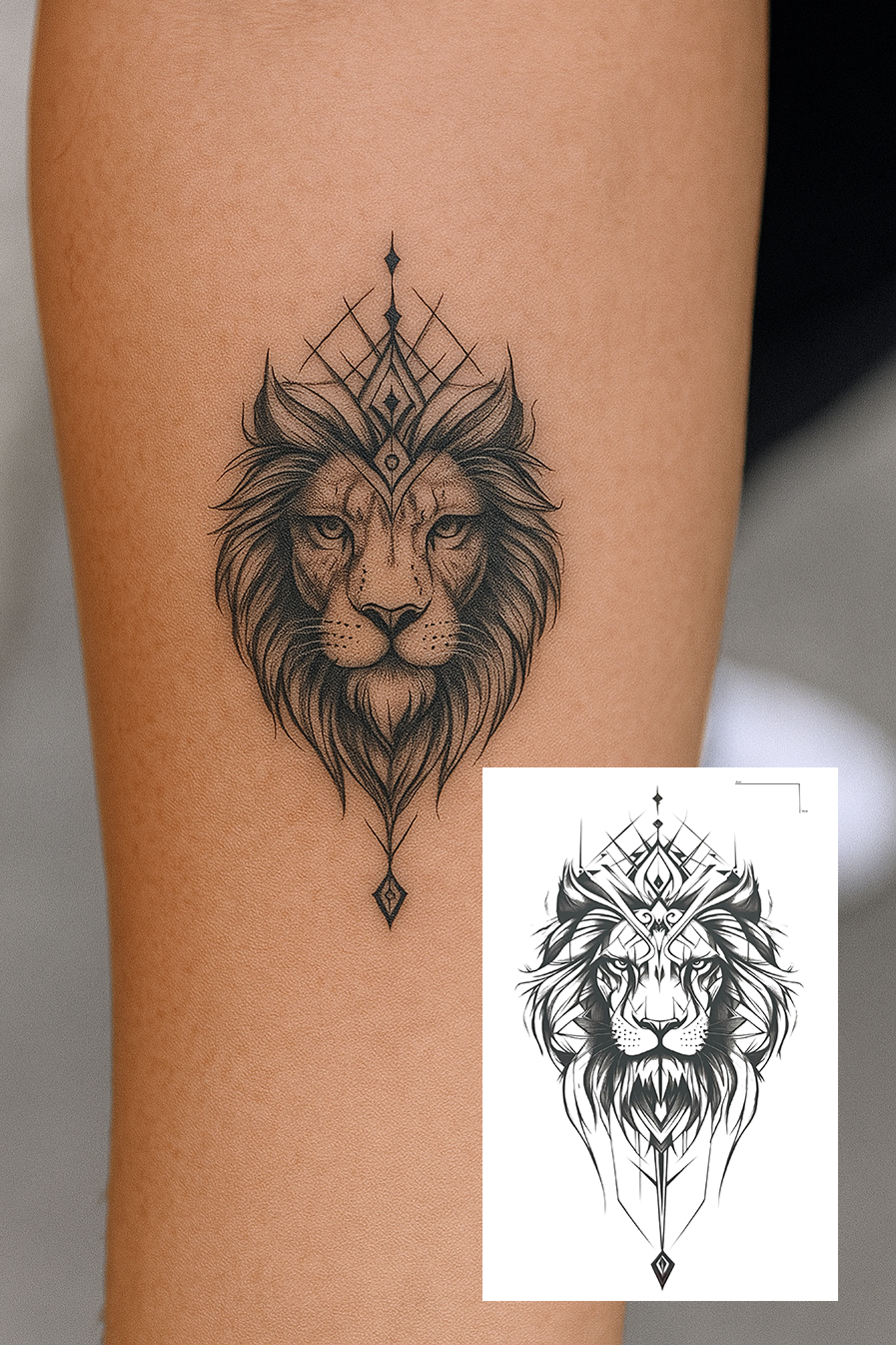 Aslan Figürlü Mini Dövme Tattoo