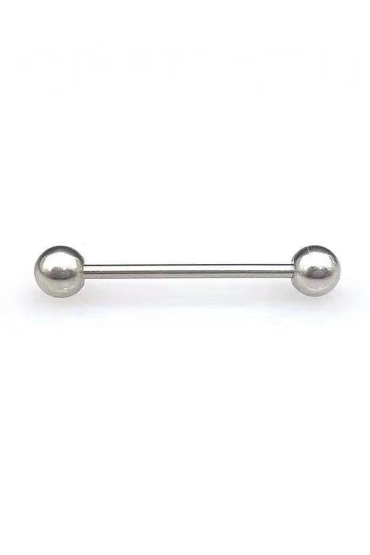 Gümüş Renk Cerrahi Çelik Ucu Toplu Dil Dudak Piercingi  (6MM)