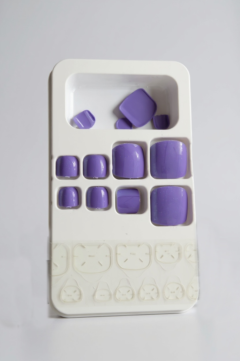 12li Mor Renk Ayak Takma Tırnak (Yapıştırıcılı)