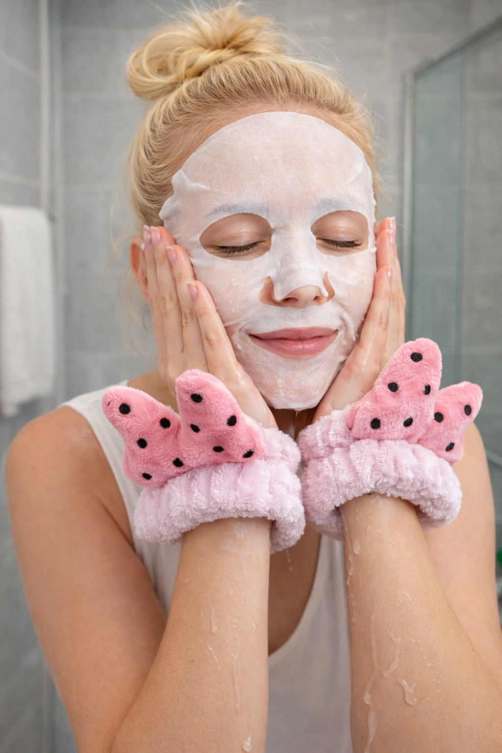 Lila Renk İkili Kurdele Figürlü Peluş Su Tutucu Havlu Bileklik