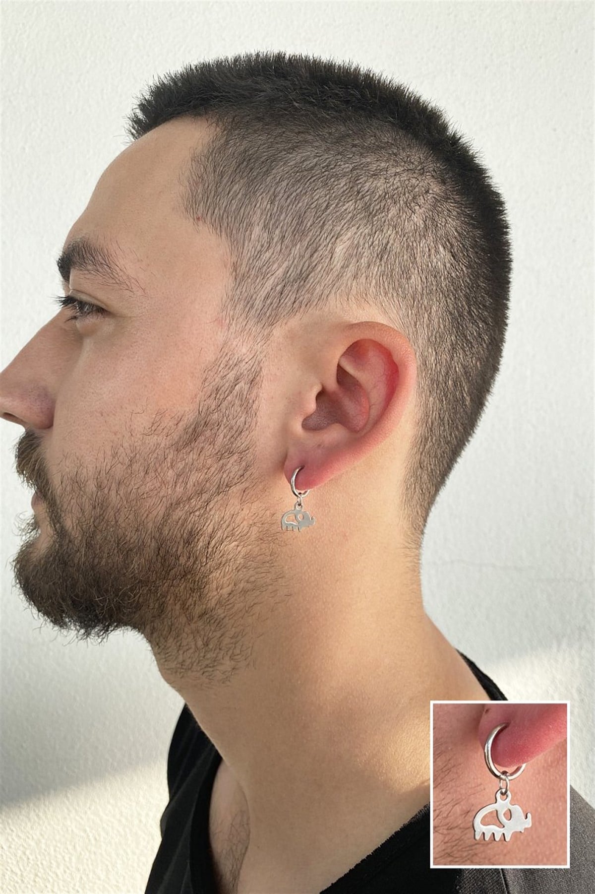 Fil Figürlü Sıkıştırmalı Küpe (Tek)