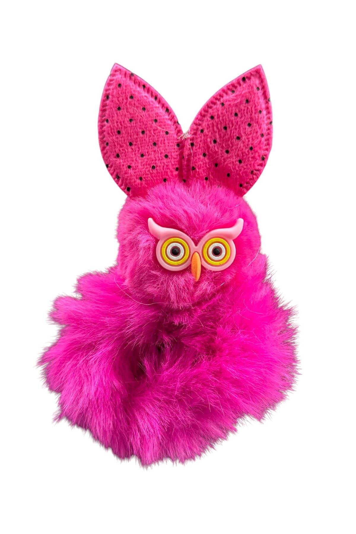 Fuşya Renk Baykuş Figürlü Peluş Simit Toka