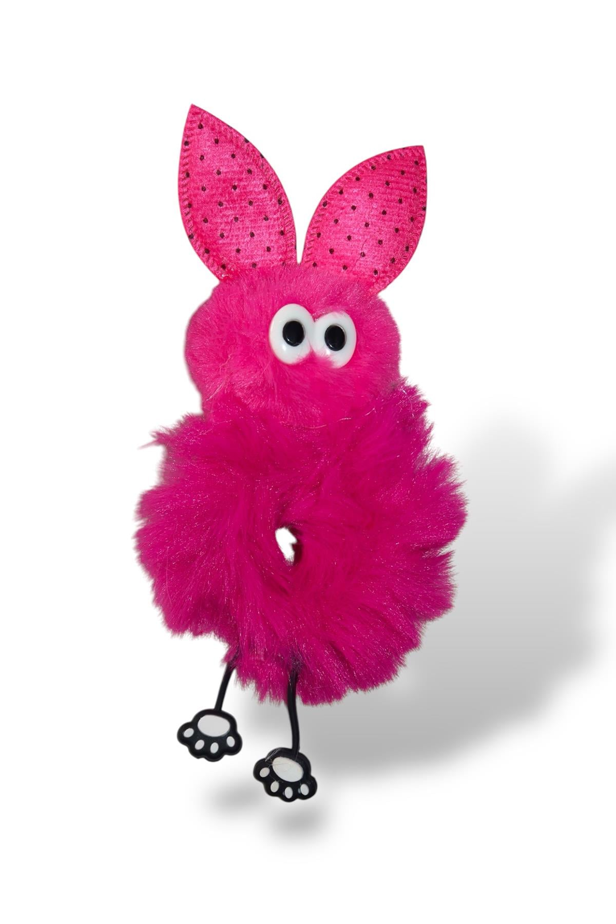 Fuşya Renk Tavşan Figürlü Peluş Simit Toka