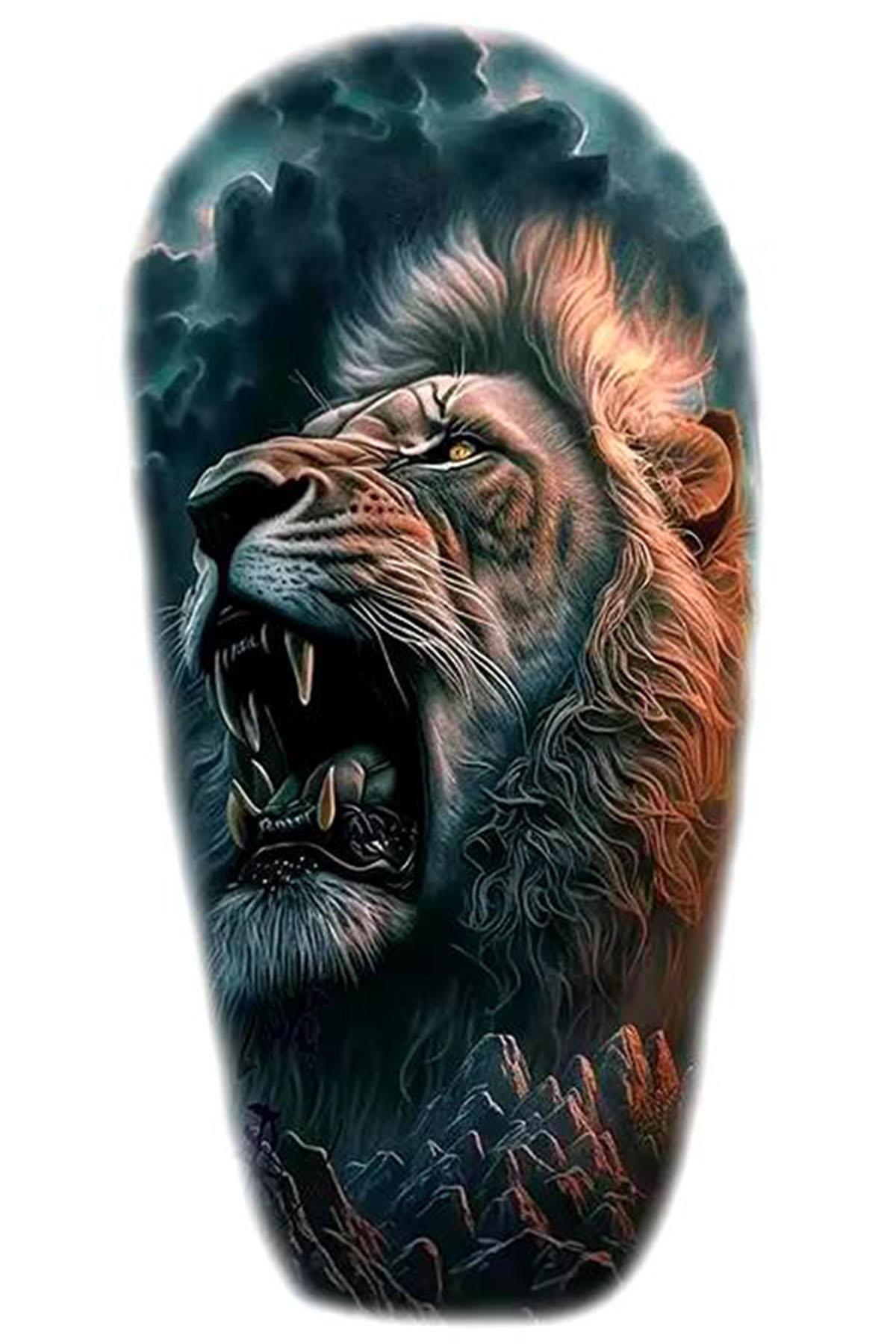 Geçici Aslan Figürlü Dövme Tattoo