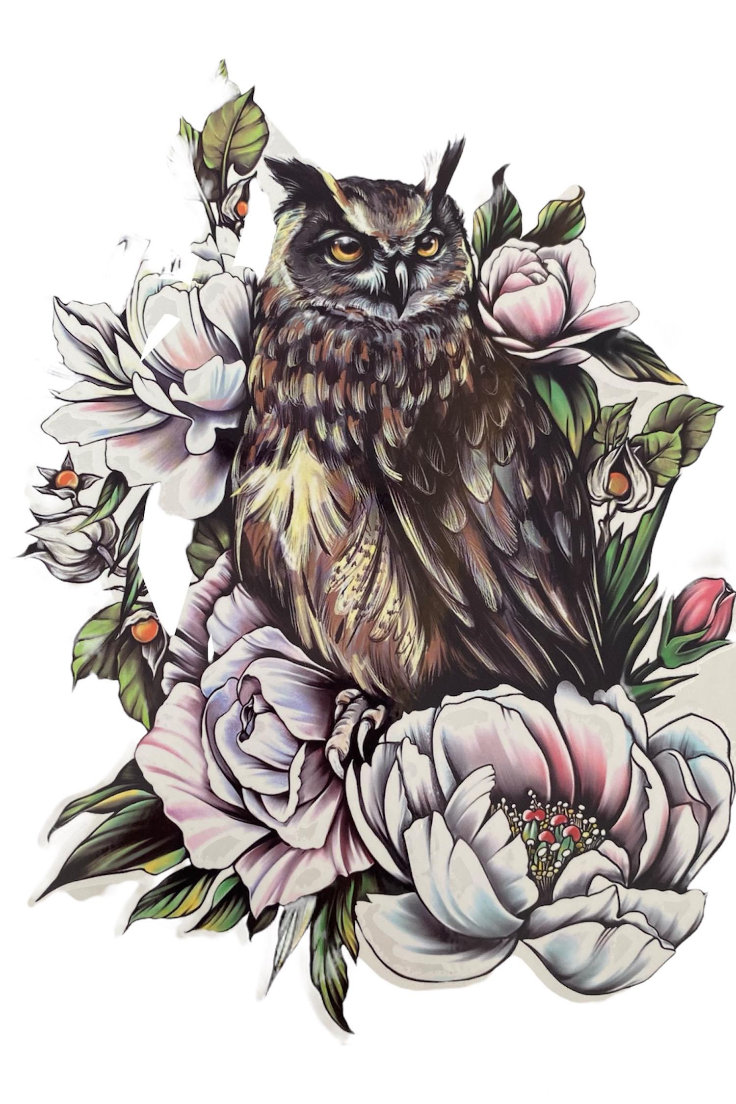 Geçici Baykuş Figürlü Dövme Tattoo