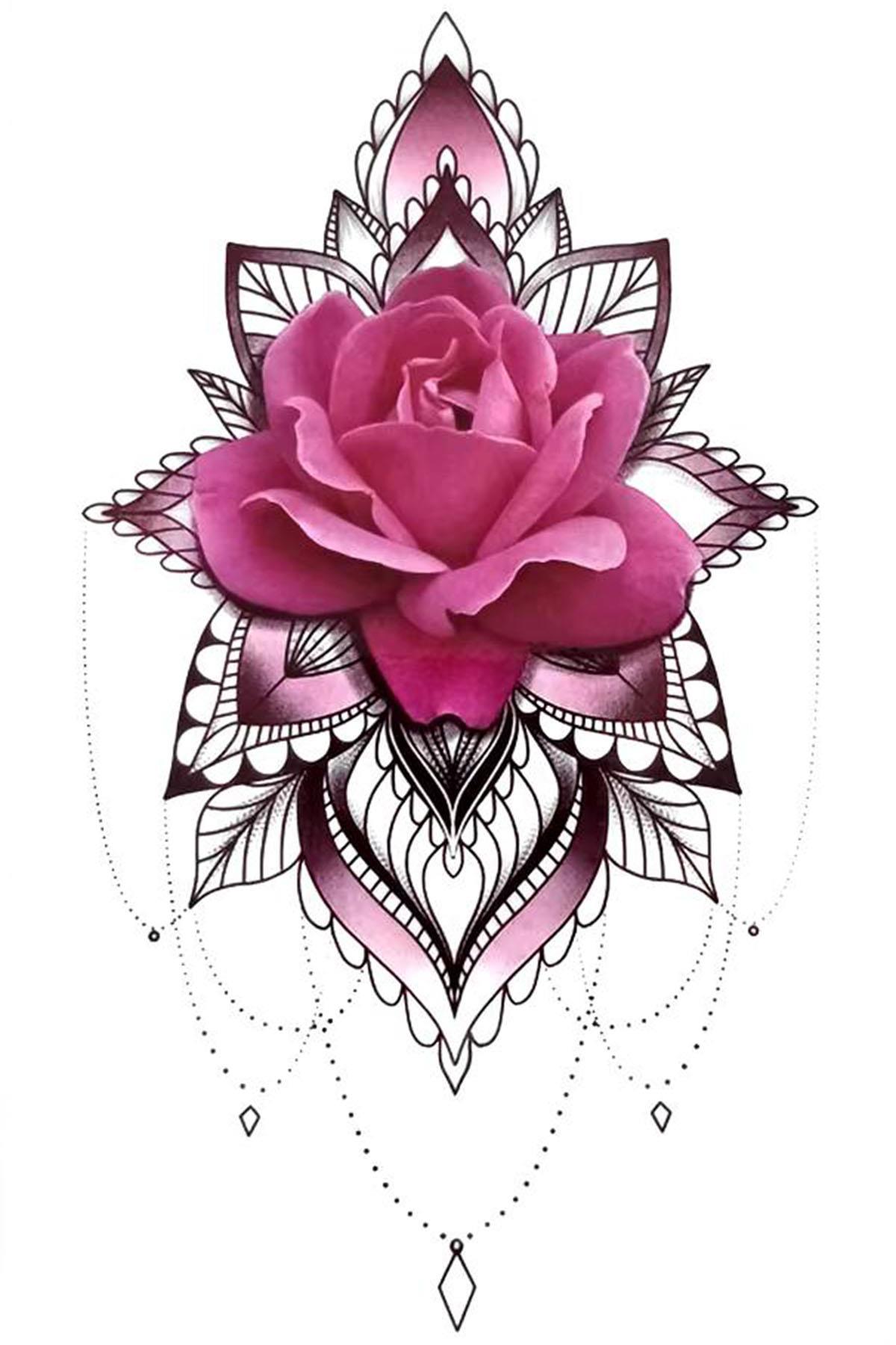 Geçici Çiçek Figürlü Dövme Tattoo