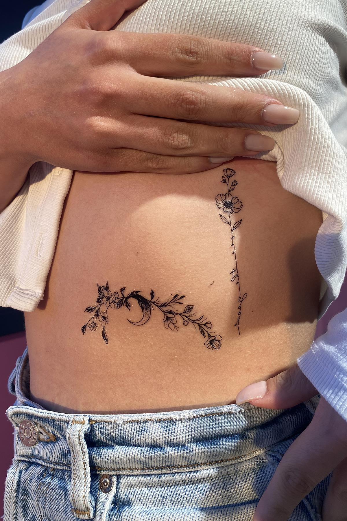 Geçici Çiçek Figürlü Mini Dövme Tattoo