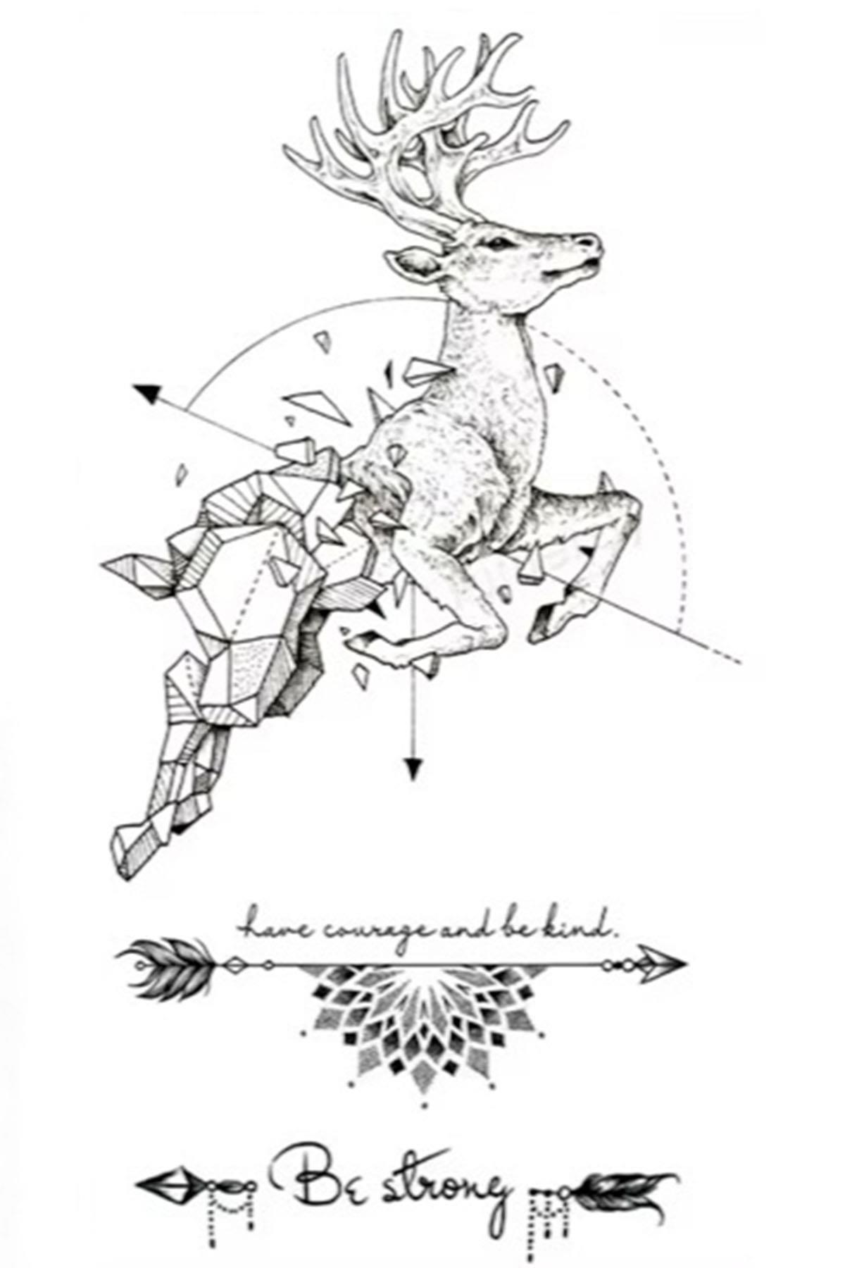 Geçici Geyik Figürlü Mini Dövme Tattoo