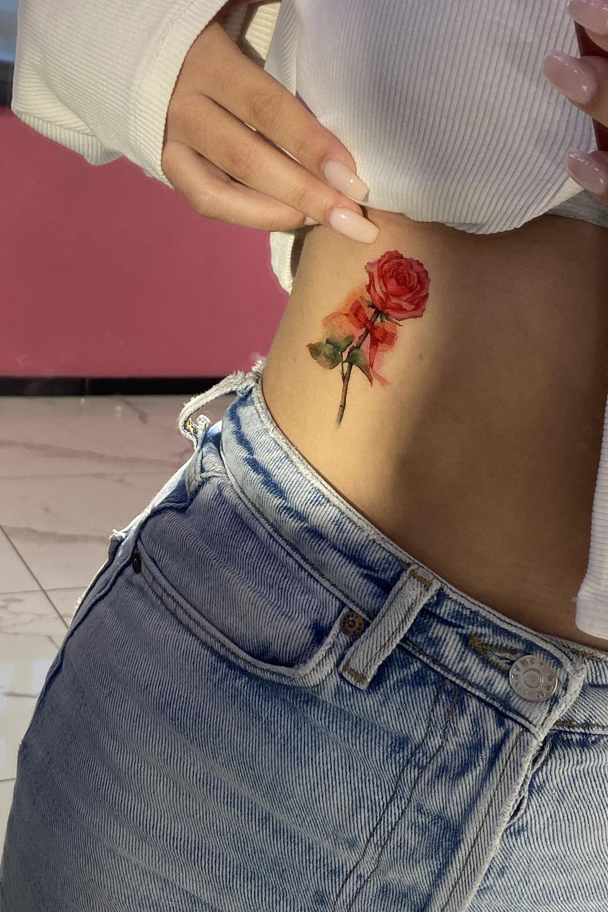 Geçici Gül Figürlü Mini Dövme Tattoo