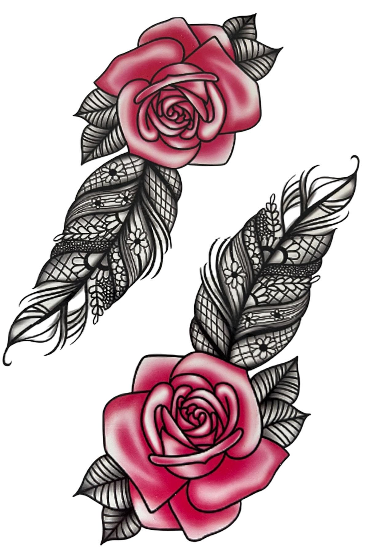 Geçici Gül Figürlü Dövme Tattoo