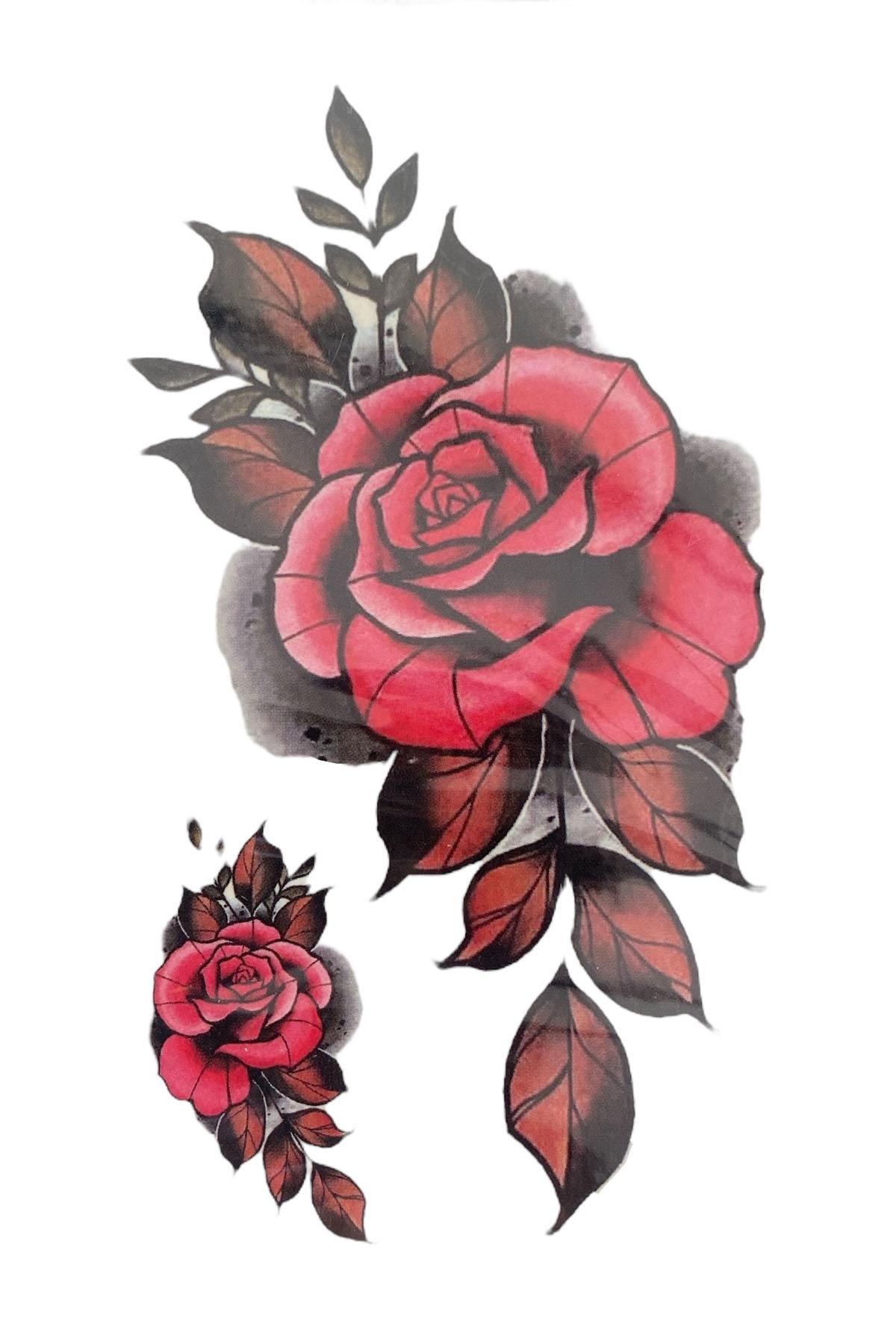 Geçici Gül Figürlü Mini Dövme Tattoo