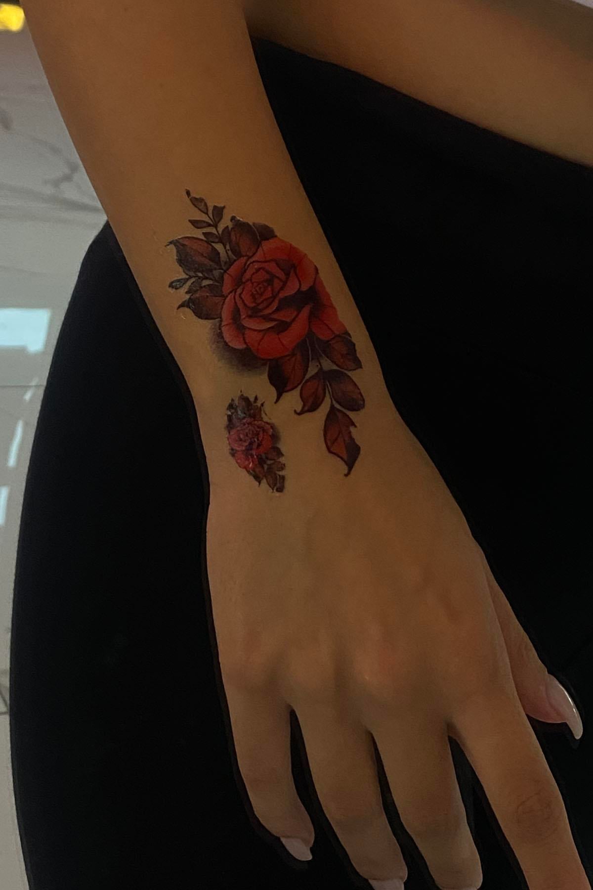 Geçici Gül Figürlü Mini Dövme Tattoo