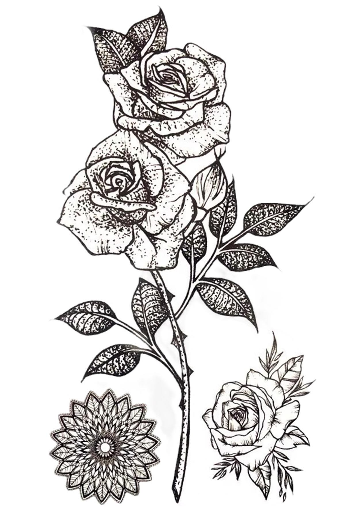 Geçici Gül Figürlü Mini Dövme Tattoo