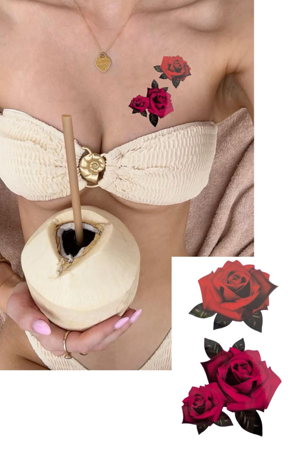 Geçici Gül Figürlü Mini Dövme Tattoo