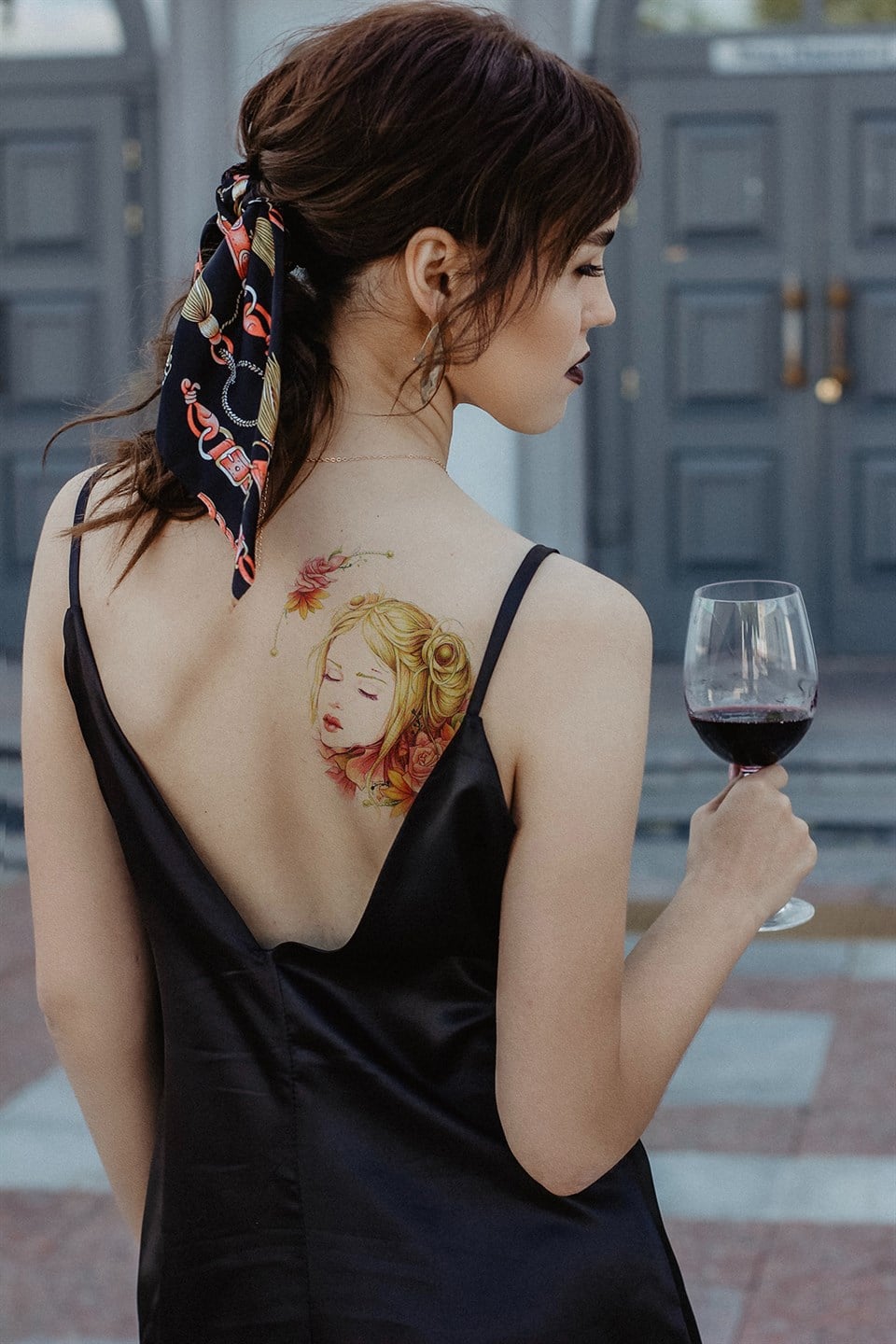 Temporary Woman and Rose Model Tattoo Tattoo