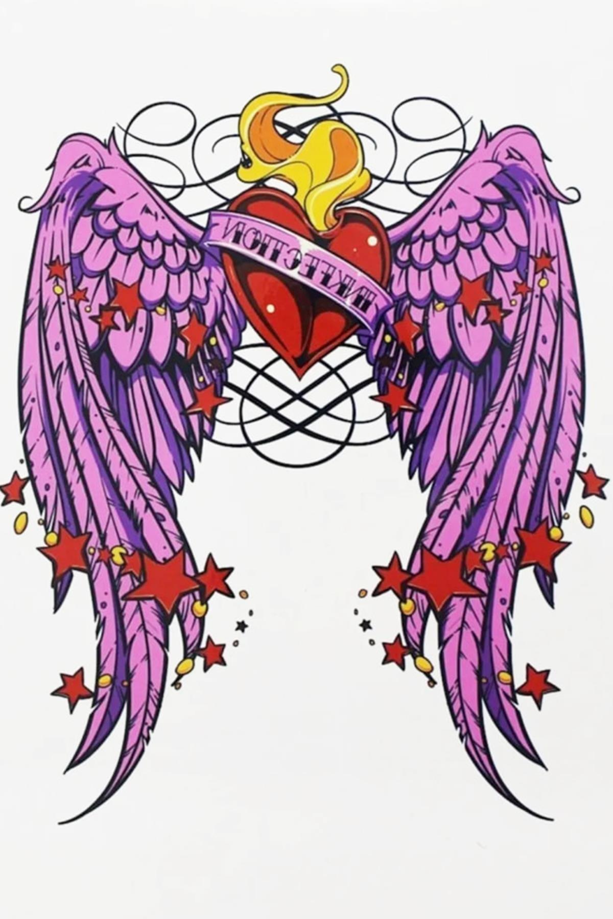Geçici Kanatlı Kalp Dövme Tattoo