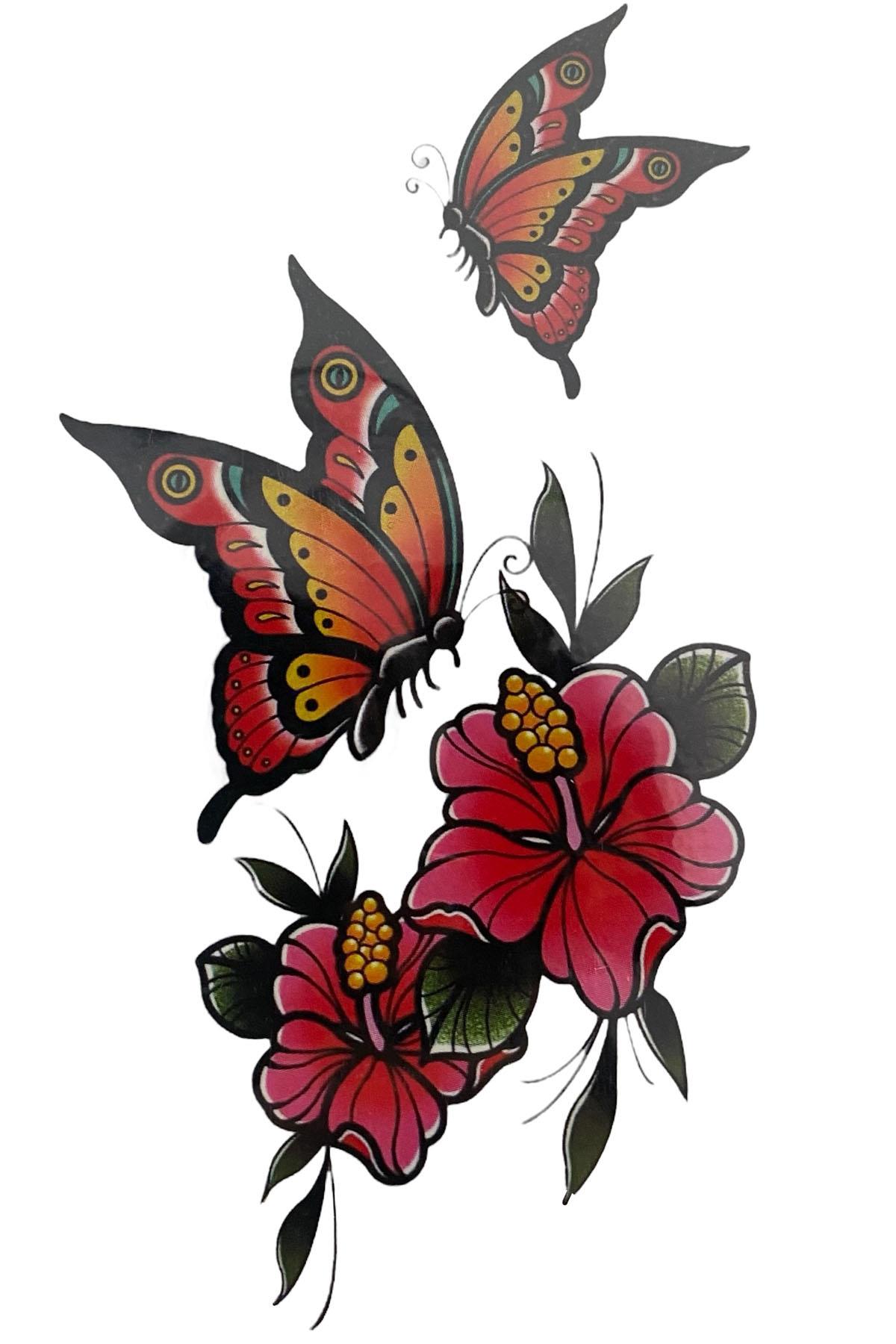 Geçici Kelebek Figürlü Mini Dövme Tattoo