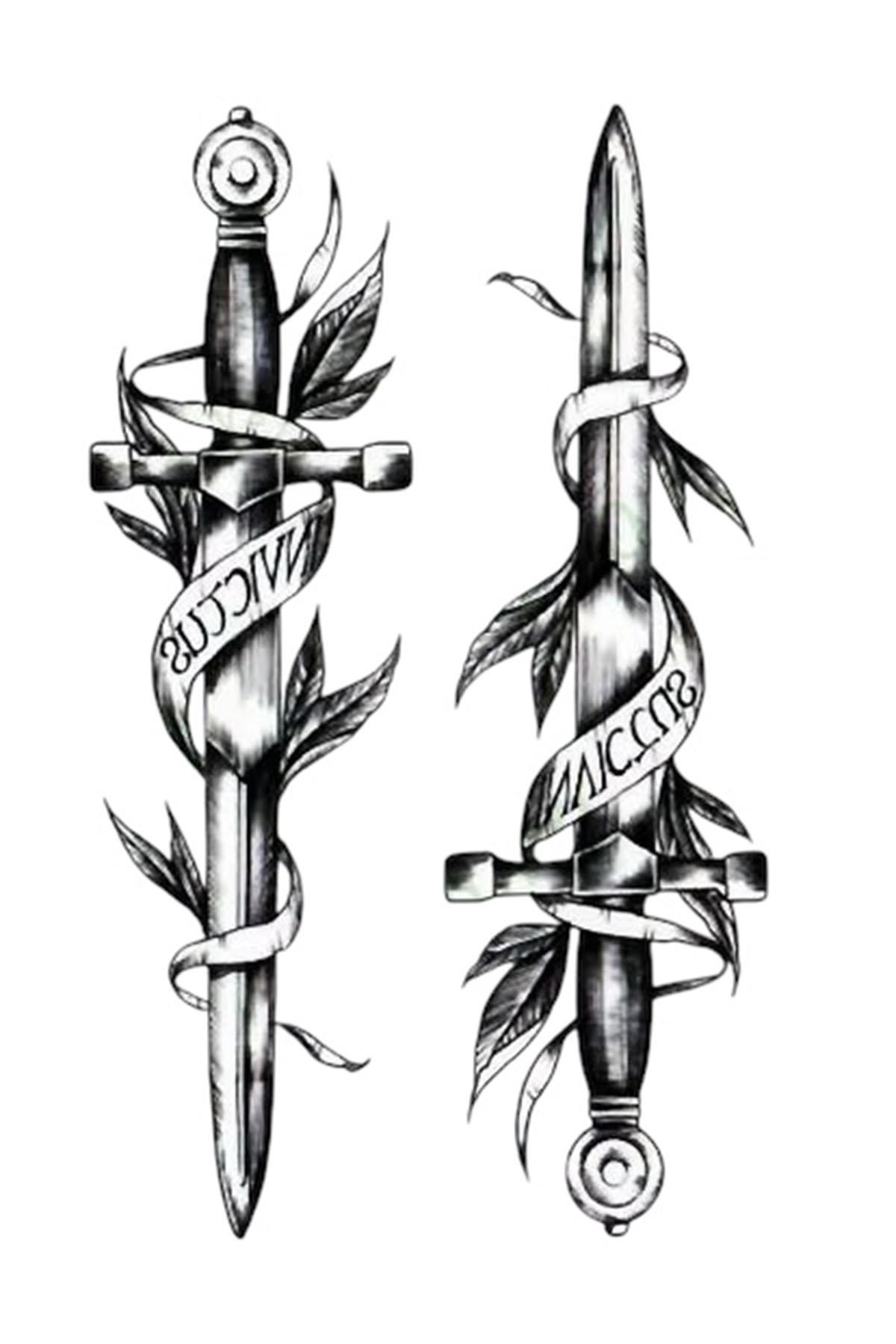 Geçici Kılıç Figürlü Mini Dövme Tattoo