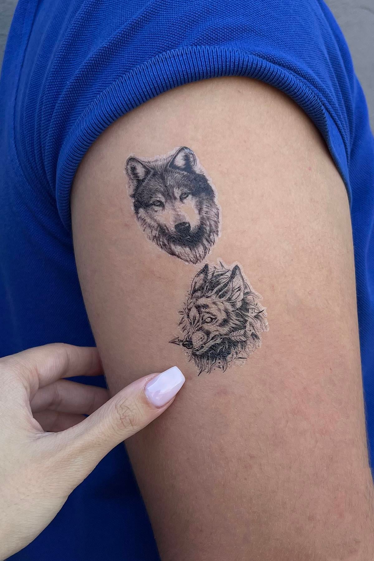 Geçici Kurt Figürlü Mini Dövme Tattoo