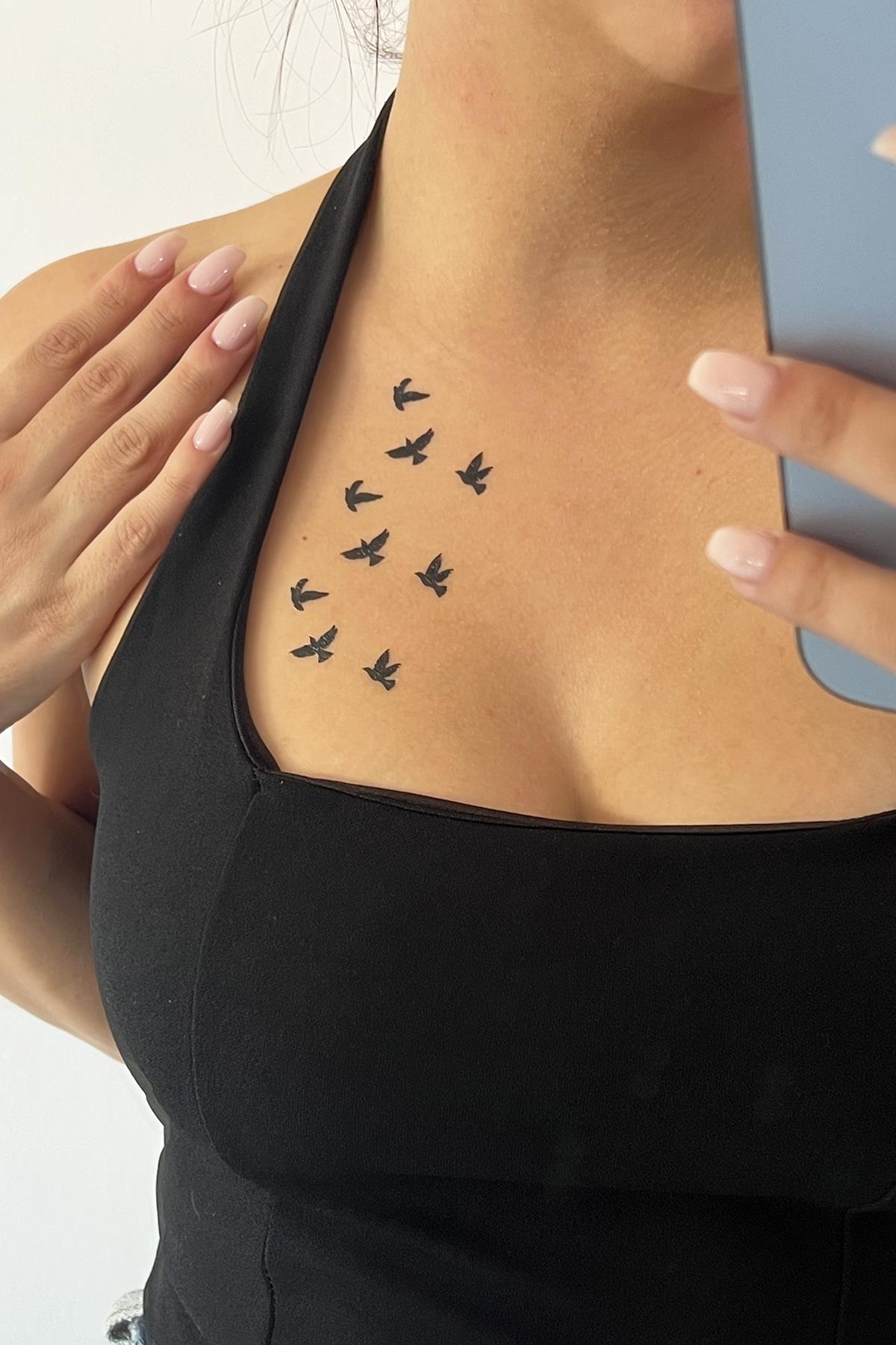 Geçici Kuş Figürlü Mini Dövme Tattoo
