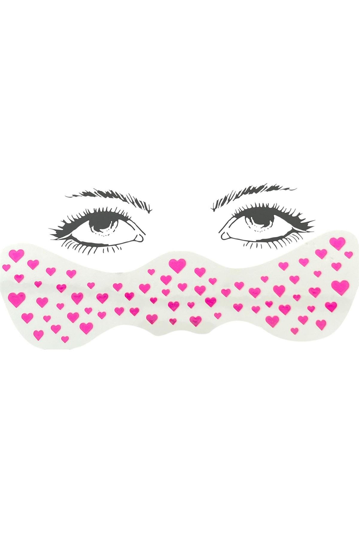 Geçici Pembe Kalp Çil Makyaj Bandı Glitter Parıltılı Simli Bant / Tattoo 