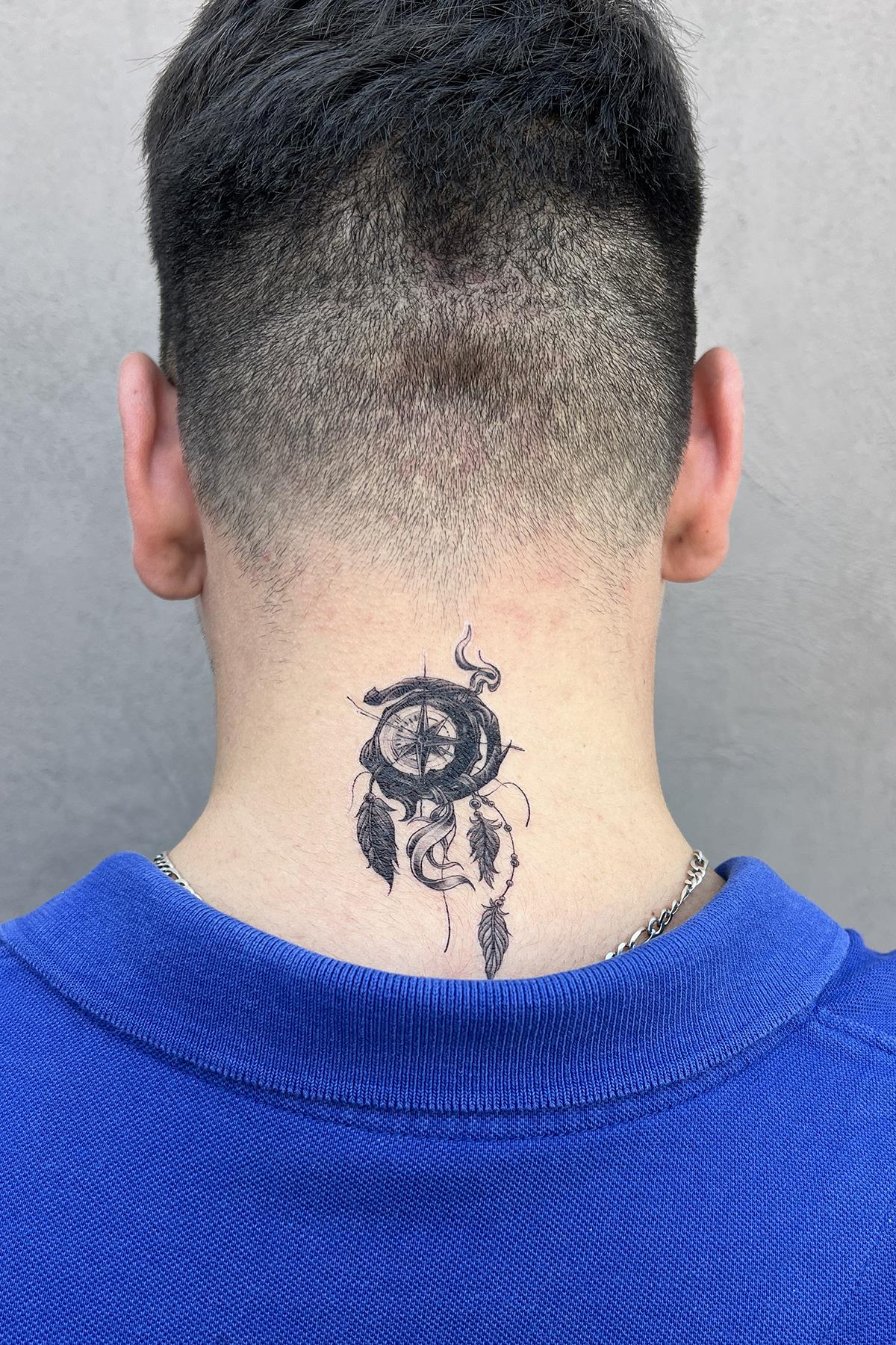 Geçici Pusula Figürlü Mini Dövme Tattoo