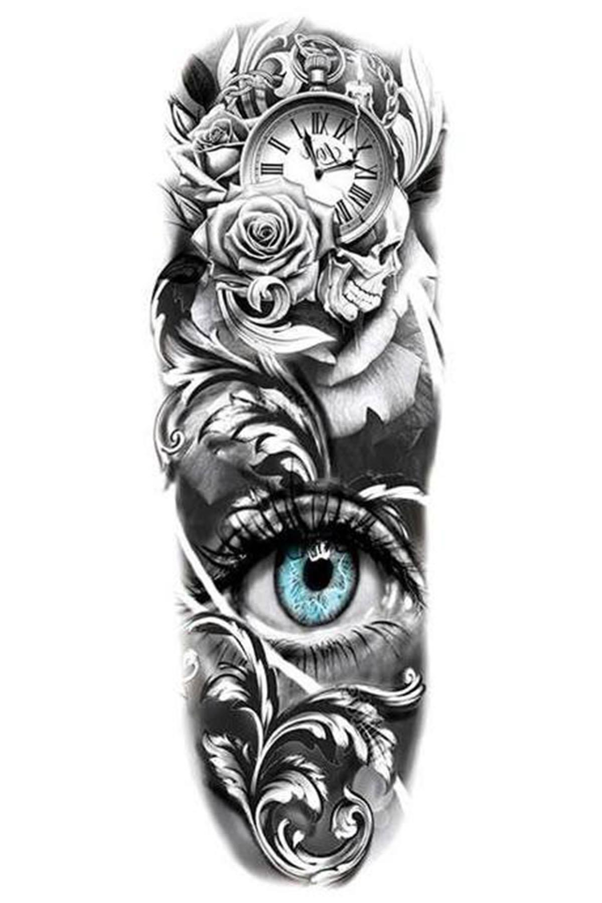 Geçici Saat Ve Göz Figürlü Dövme Tattoo