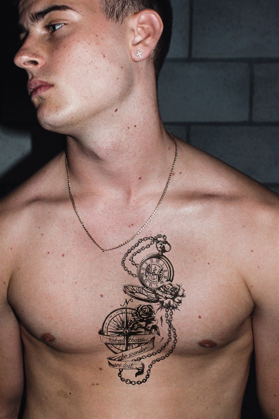 Realistic temporary compass and clock tattoo tattoo