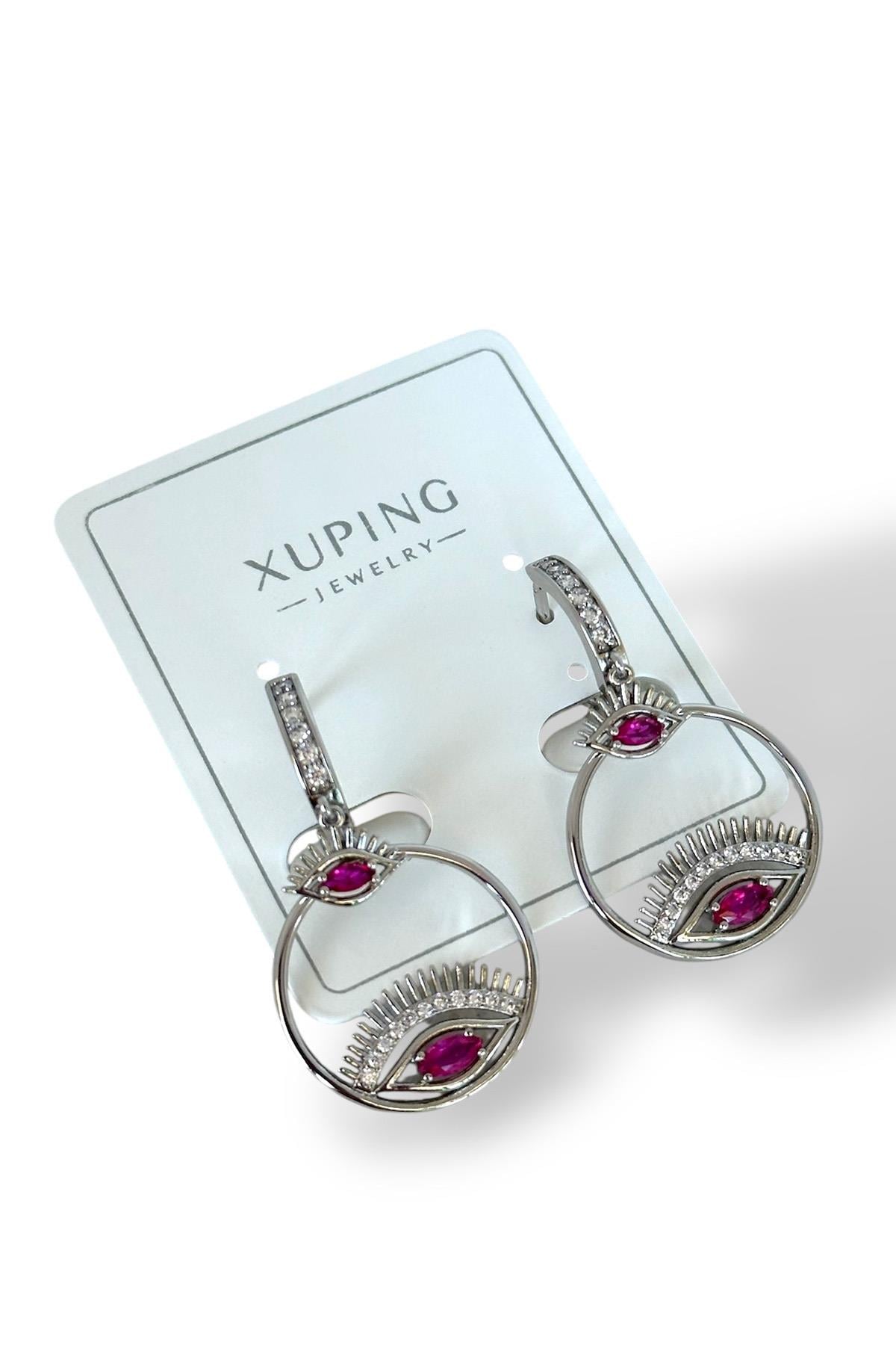 Gümüş Renk Göz Figürlü Çelik Xuping Küpe (Çift)