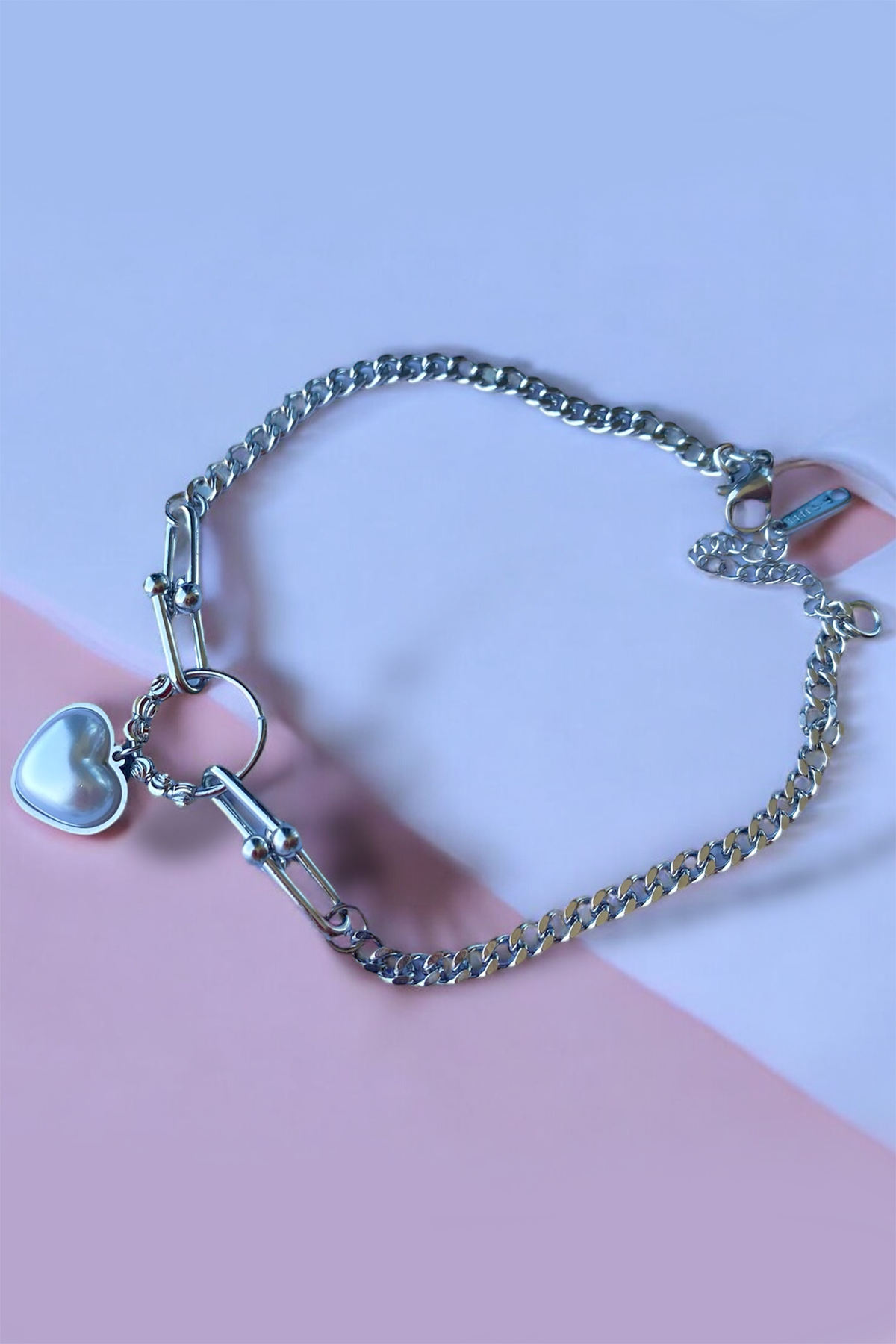 Gümüş Renk Kalp Figürlü Çelik Halhal