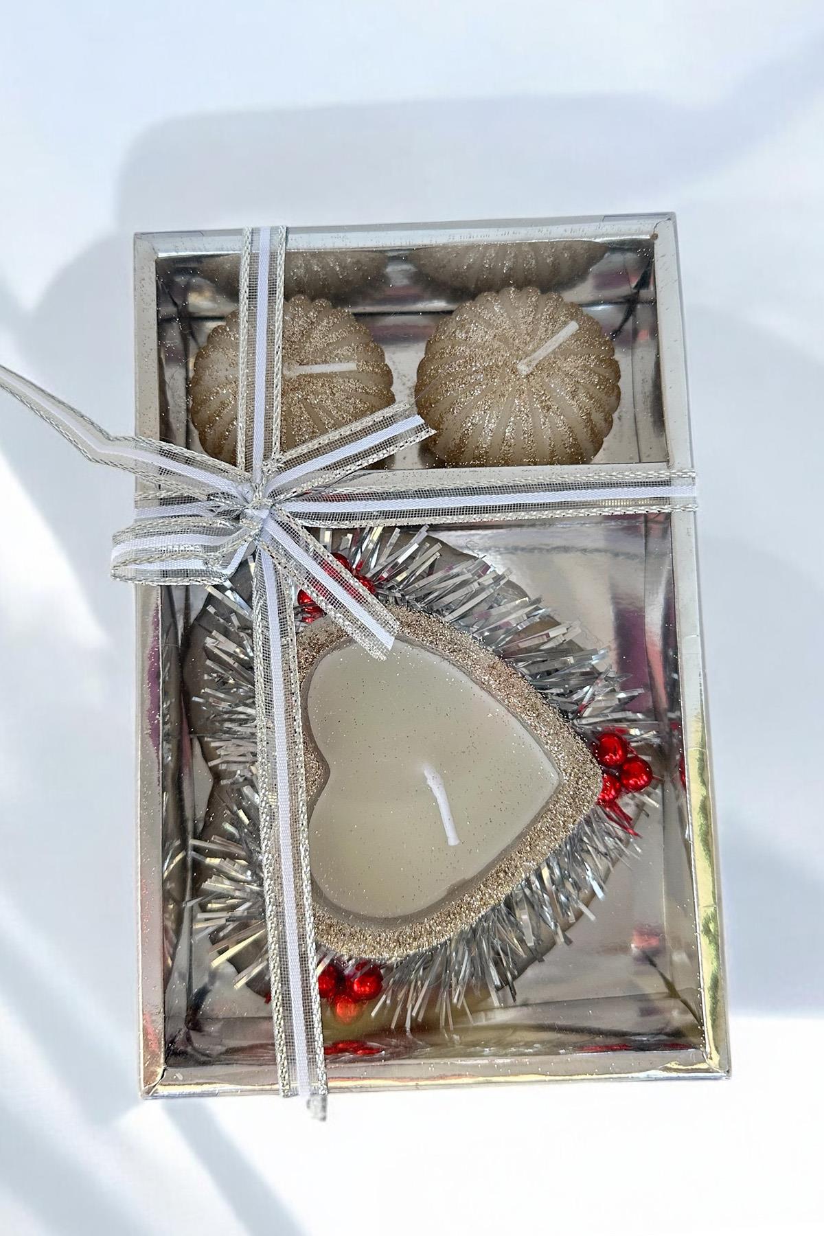 Gümüş Renk Sim Detaylı Dekoratif Mum