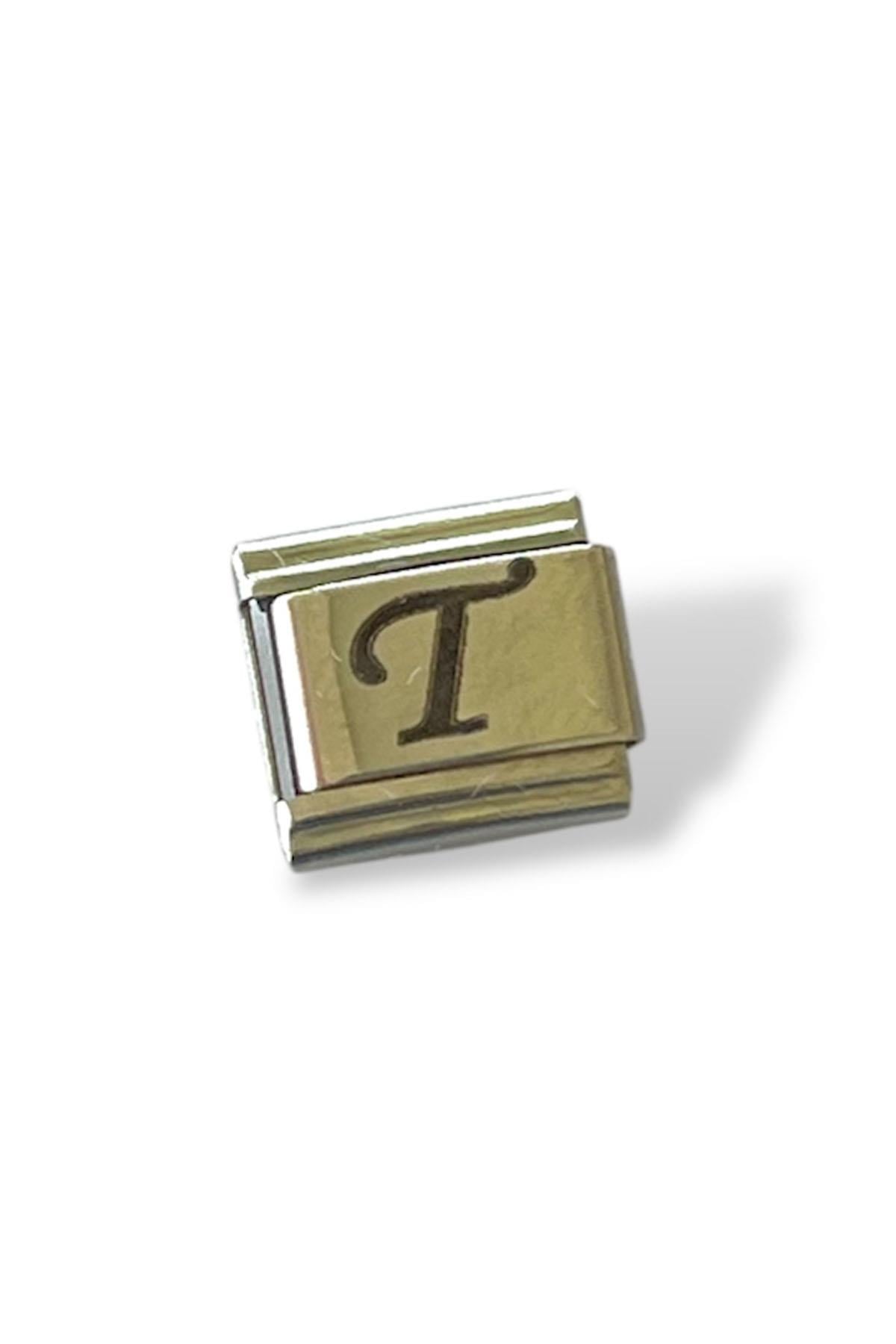 Gümüş Renk T Harf Çelik Nomination Charm (Tek)