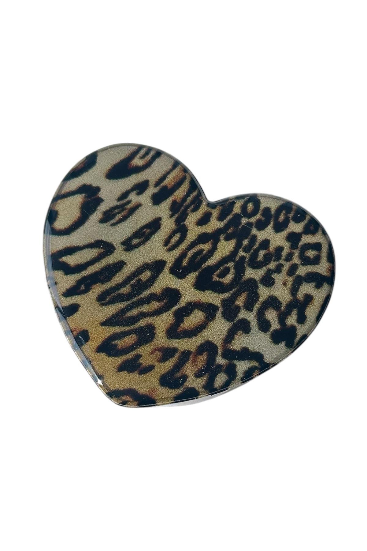 Kahve Renk Kalp Figürlü 3D Telefon Tutacağı