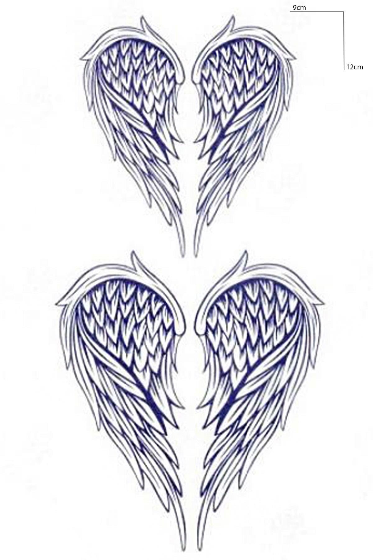 Kanat Figürlü 12 Saat Sonra Kararan Geçici Dövme Tattoo