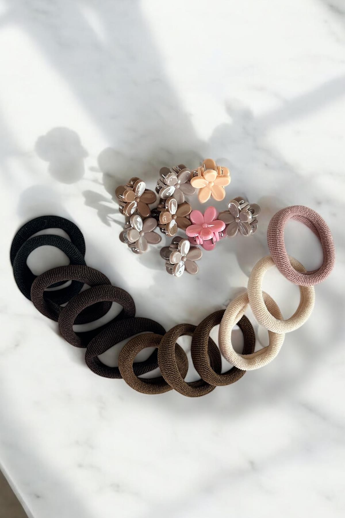 Karışık Renk Lastik Toka Ve Mini Mandal Toka Set