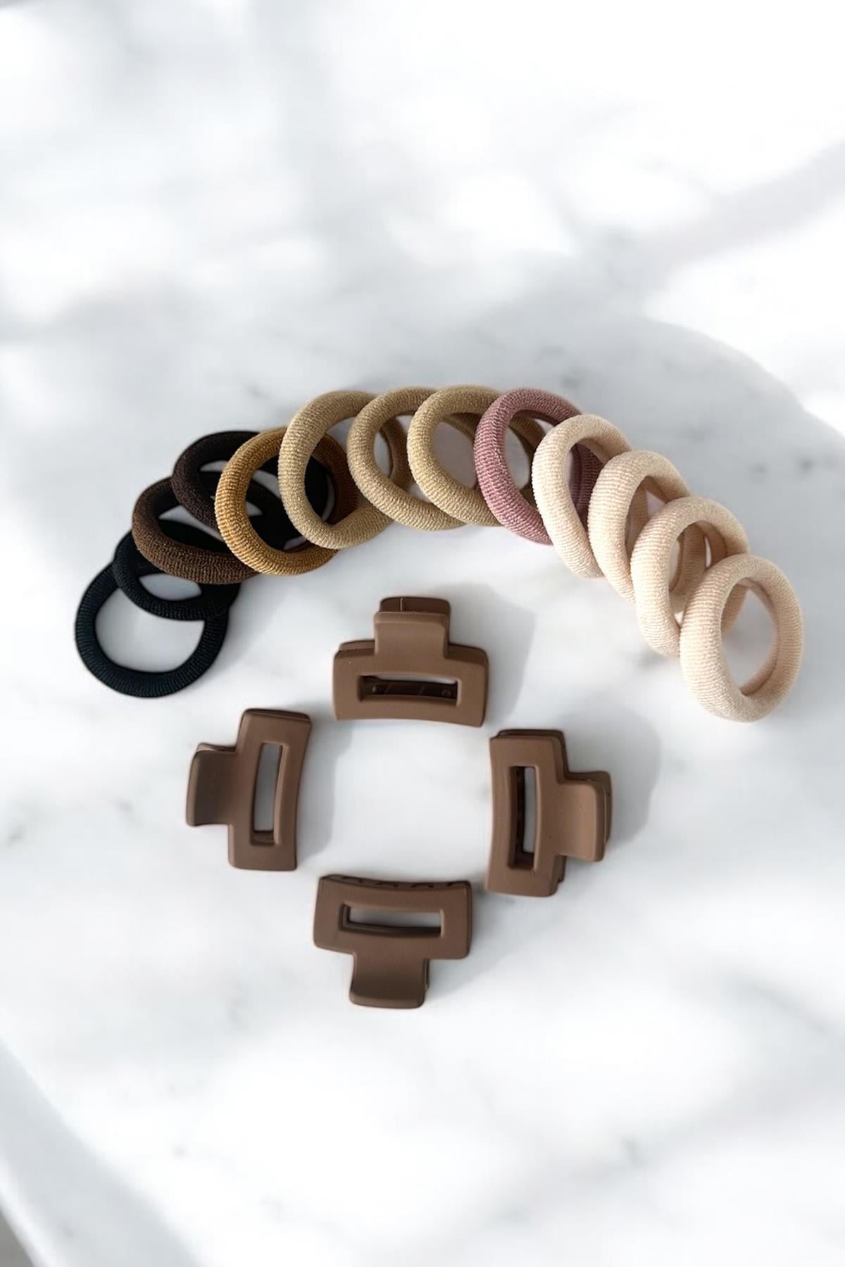 Karışık Renk Lastik Toka Ve Mini Mandal Toka Set