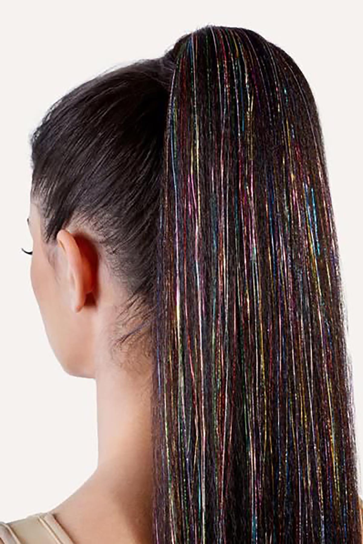 Karışık Renk Simli Yan Postiş Hair Tinsel Shiny Hair (50 Cm)