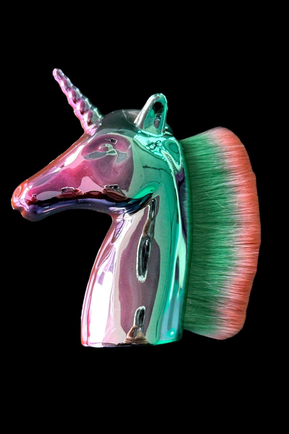 Karışık Renk Unicorn Figürlü Allık/Makyaj Fırçası