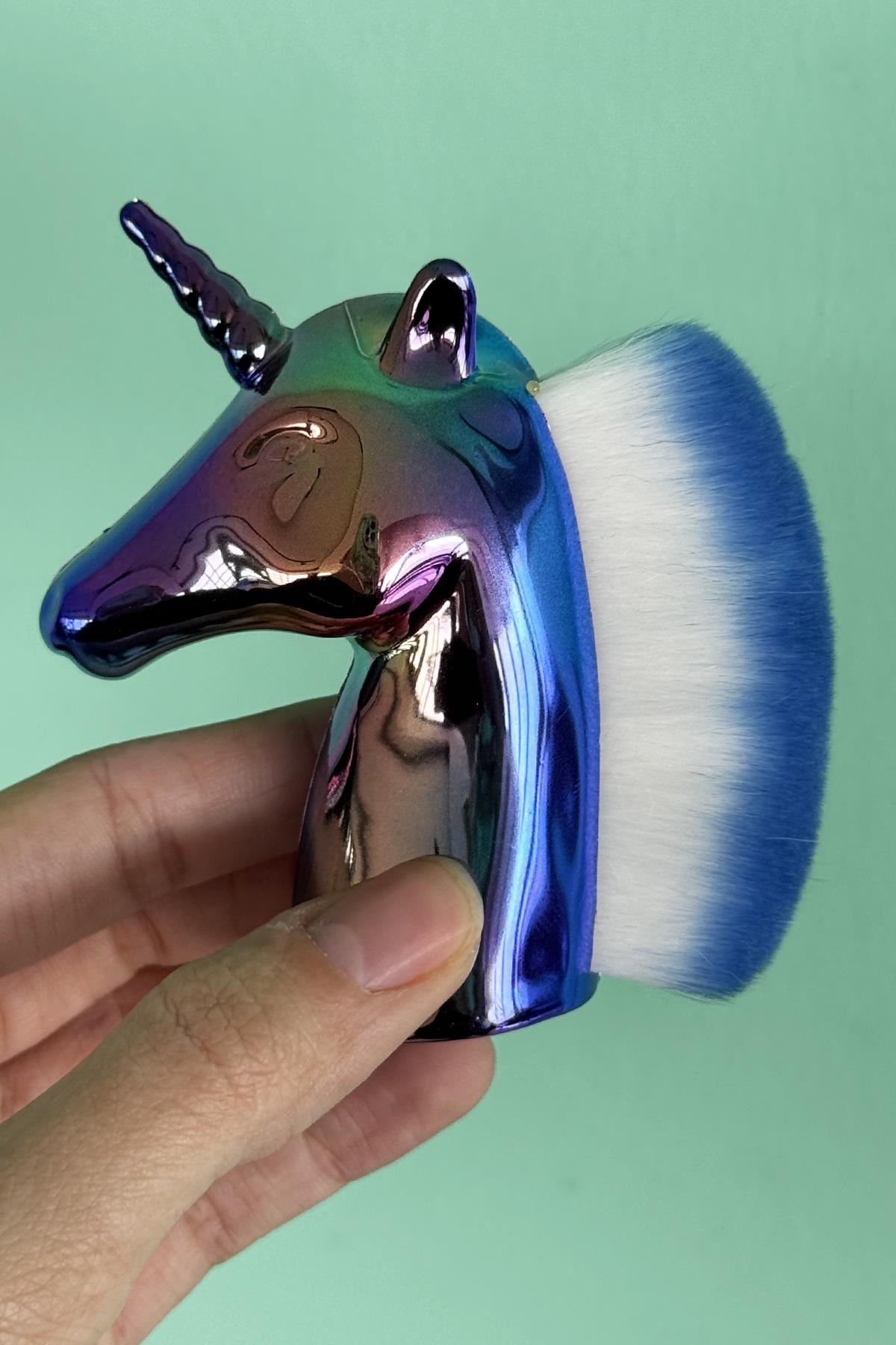 Karışık Renk Unicorn Figürlü Allık/Makyaj Fırçası