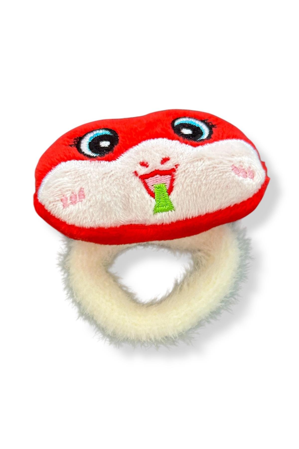 Kırmızı Renk Ayıcık Figürlü Peluş Simit Toka