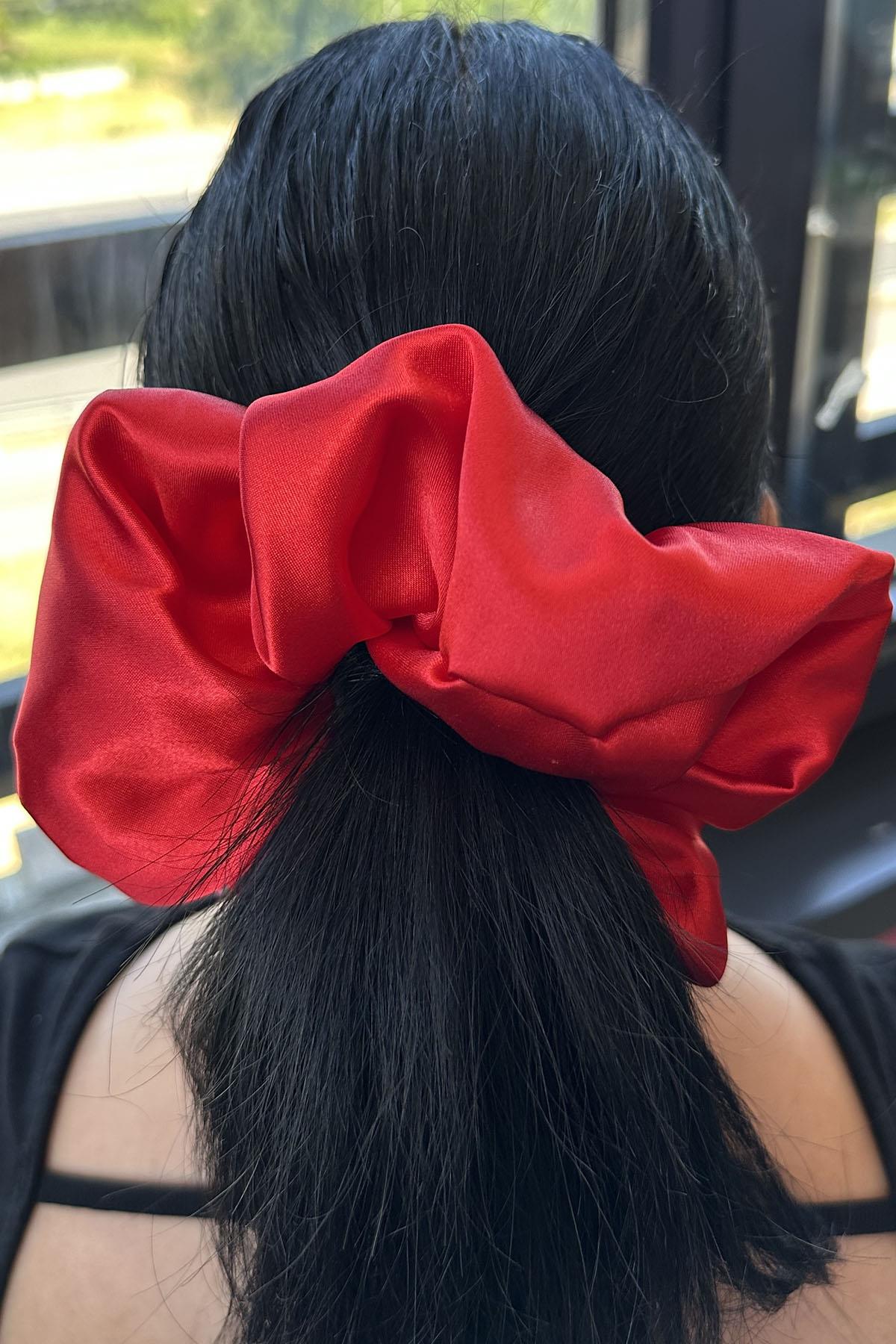 Kırmızı Renk Saten Simit Toka