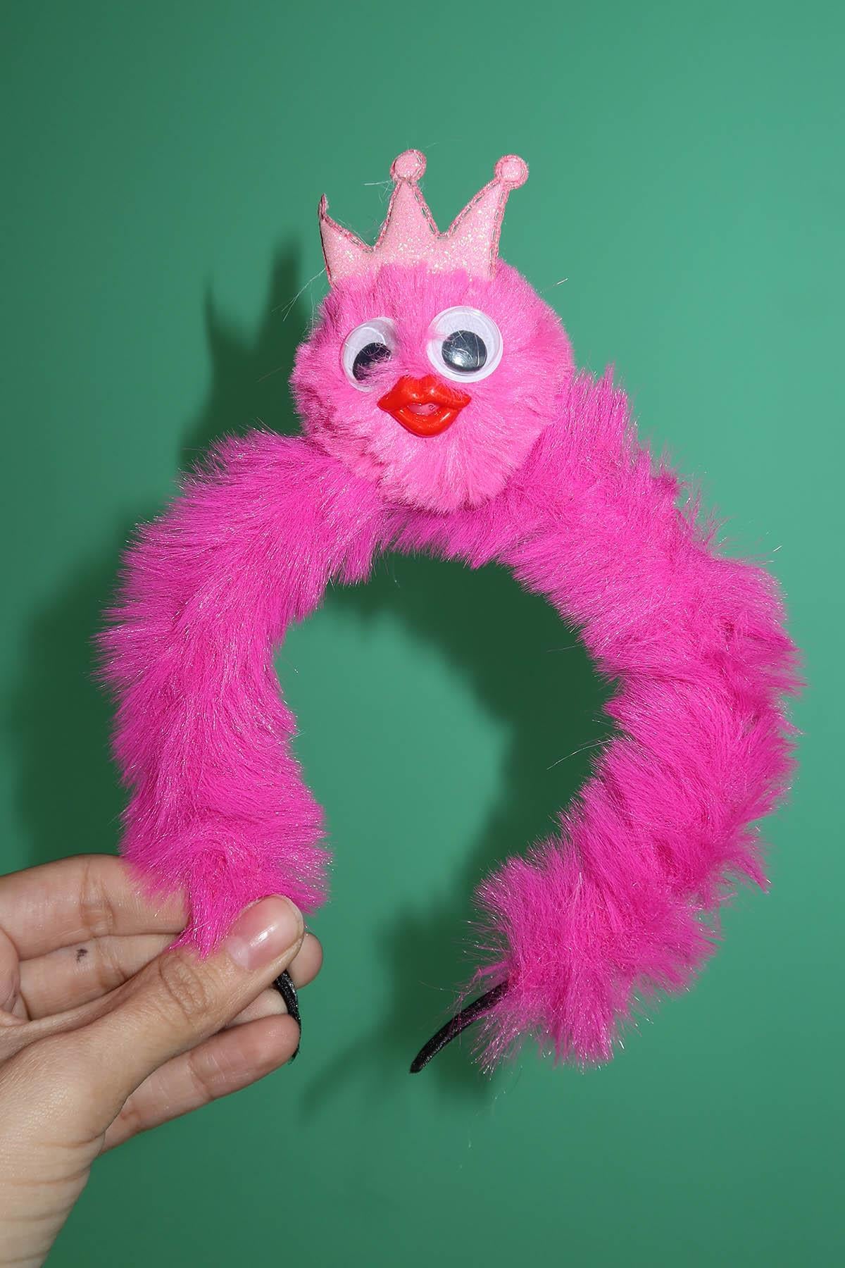 Koyu Pembe Renk Canavar Figürlü Çocuk Taç 