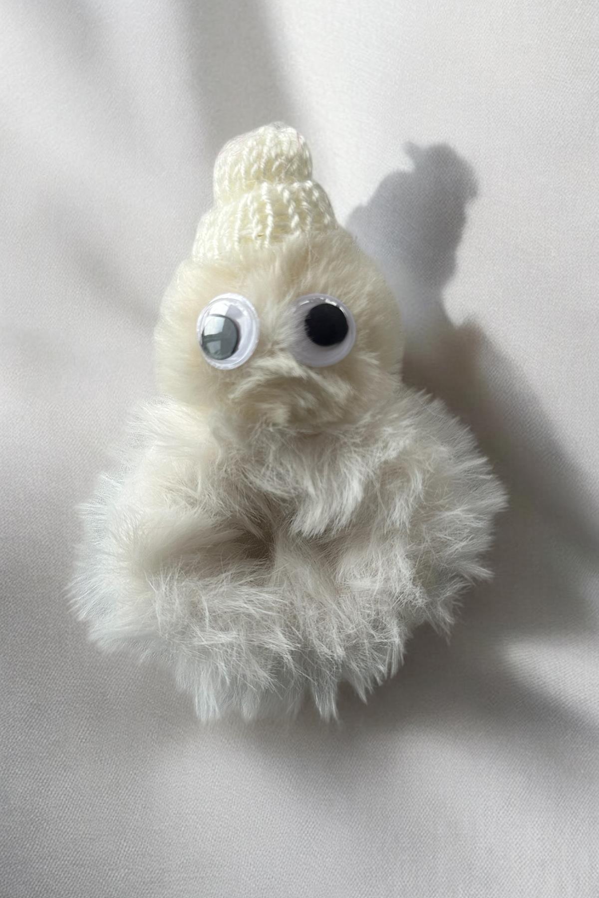 Krem Renk Canavar Figürlü Peluş Simit Toka