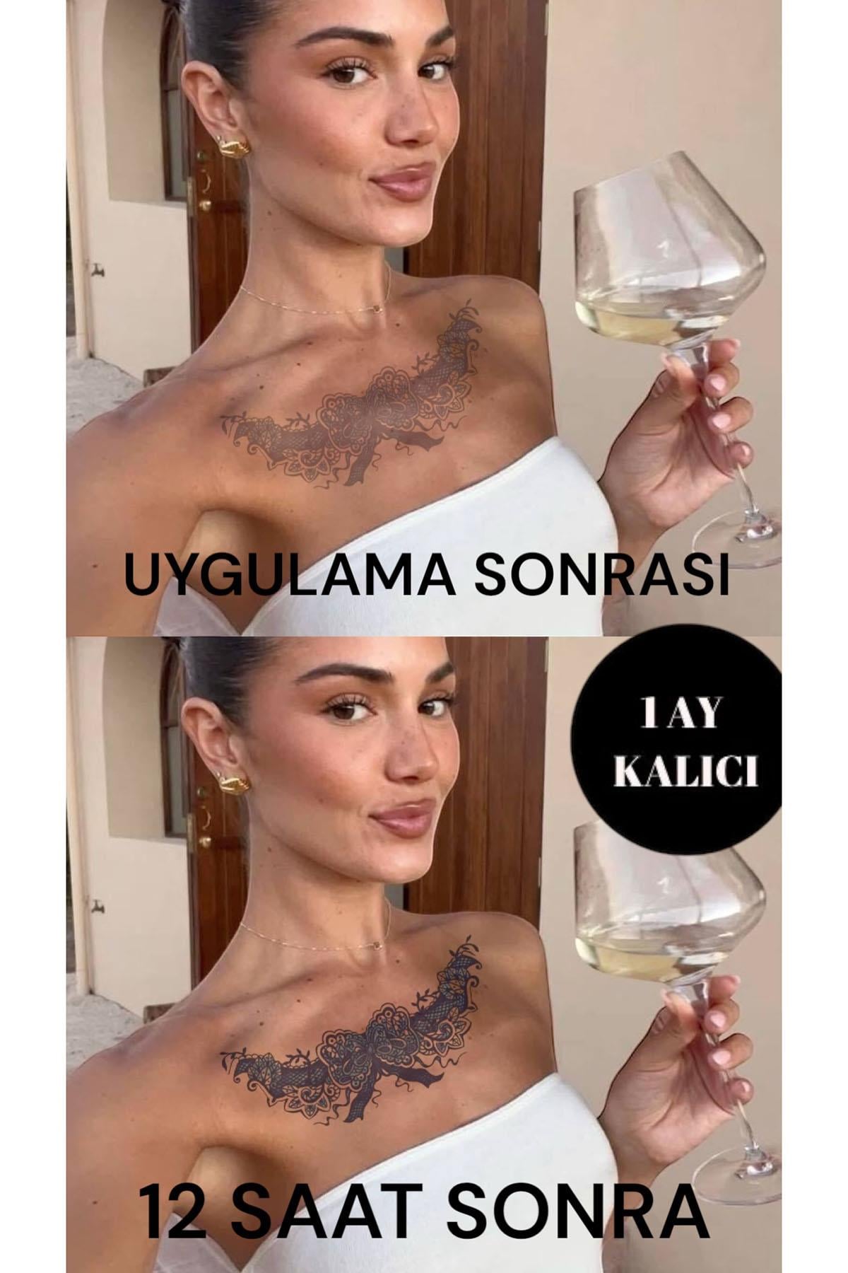 Kurdele Figürlü 12 Saat Sonra Kararan Geçici Dövme Tattoo