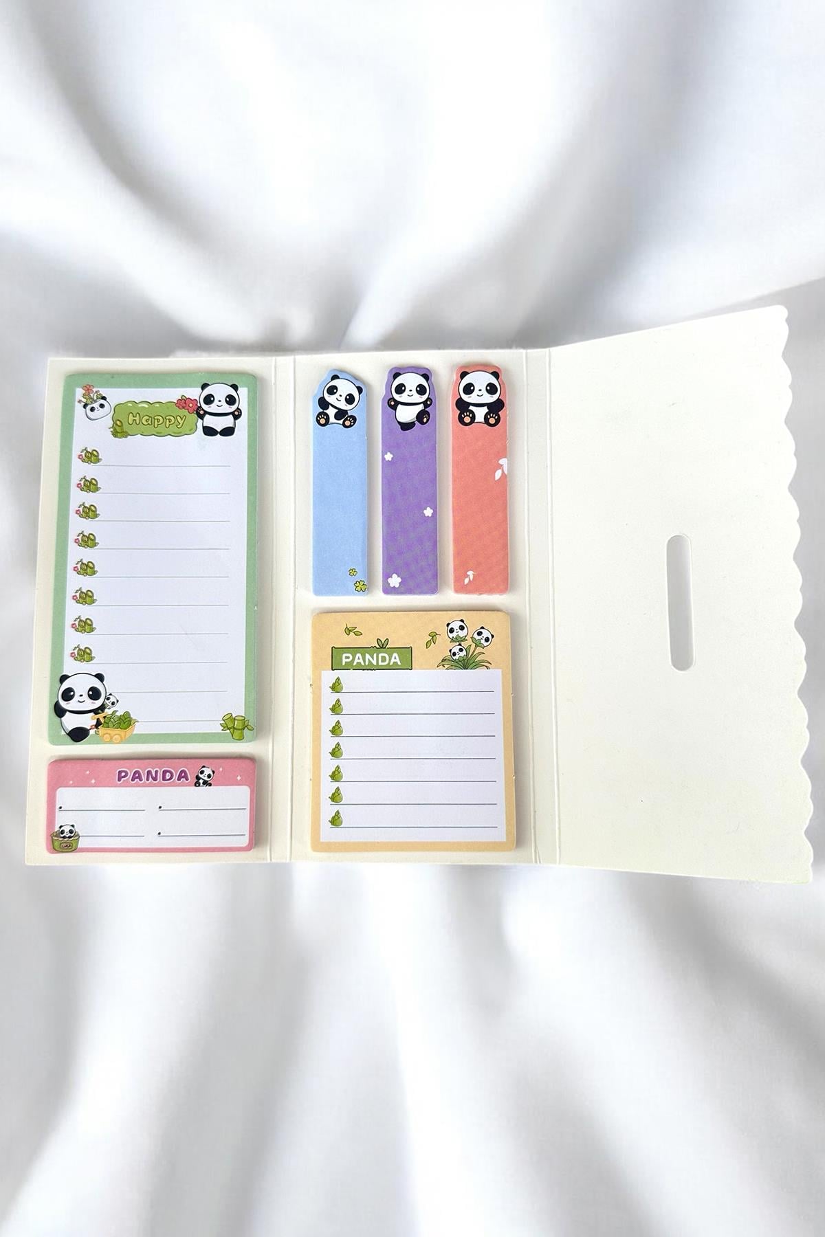 Mavi Renk Panda Figürlü Yapışkanlı Not Kağıdı